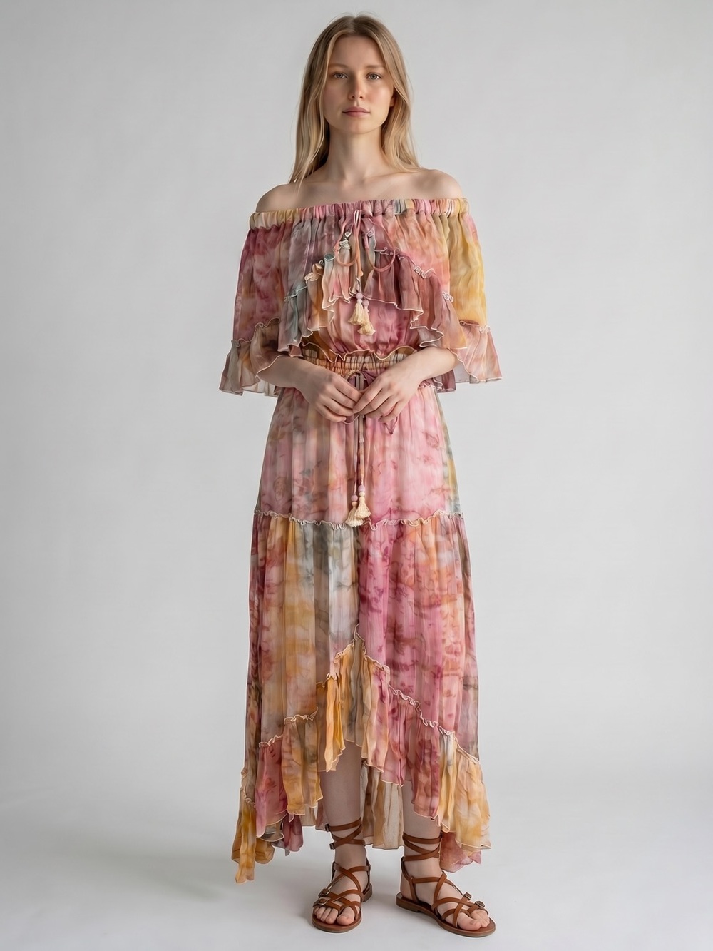 Fillyboo x Free People Santa Monica Tambourine Dress Size XS Pink Watercolor